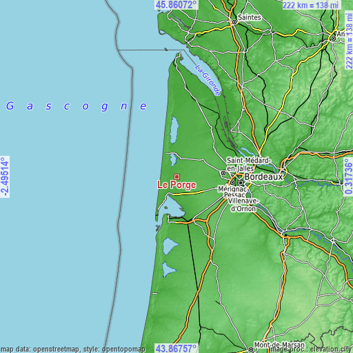 Topographic map of Le Porge