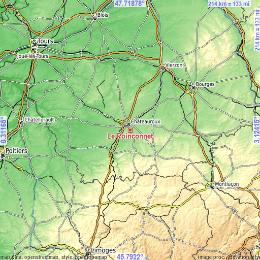 Topographic map of Le Poinçonnet