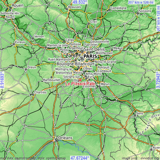 Topographic map of Le Plessis-Pâté