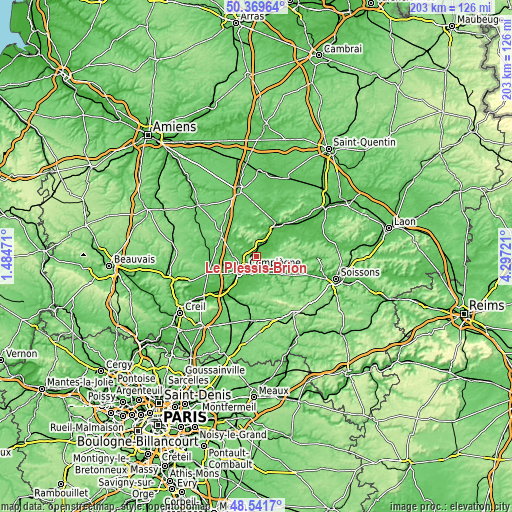 Topographic map of Le Plessis-Brion