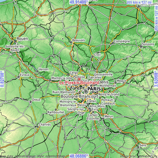 Topographic map of Le Plessis-Bouchard