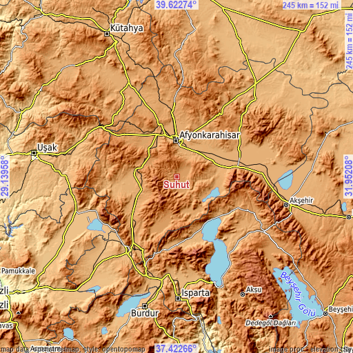 Topographic map of Şuhut