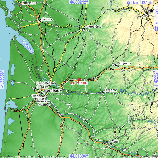 Topographic map of Le Pizou