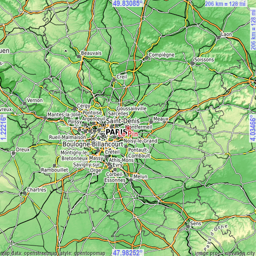 Topographic map of Le Pin