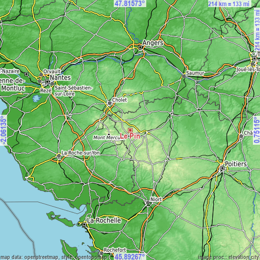 Topographic map of Le Pin