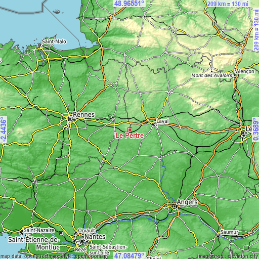 Topographic map of Le Pertre