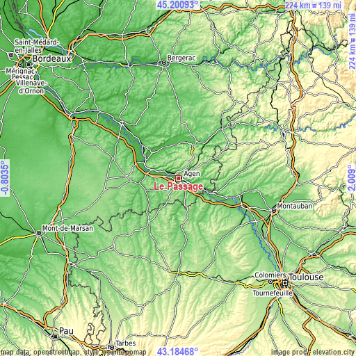 Topographic map of Le Passage