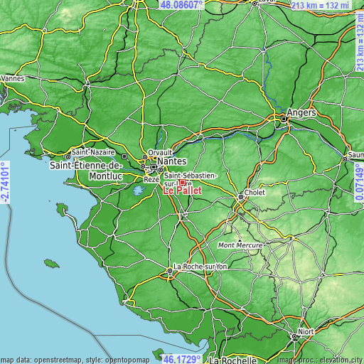 Topographic map of Le Pallet