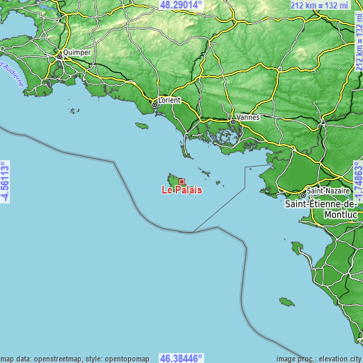 Topographic map of Le Palais