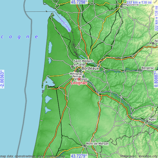 Topographic map of Léognan