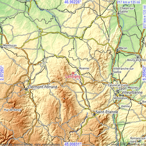 Topographic map of Lentigny