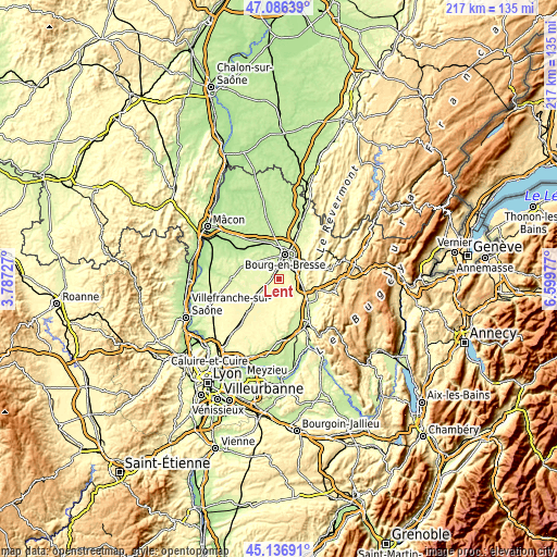 Topographic map of Lent