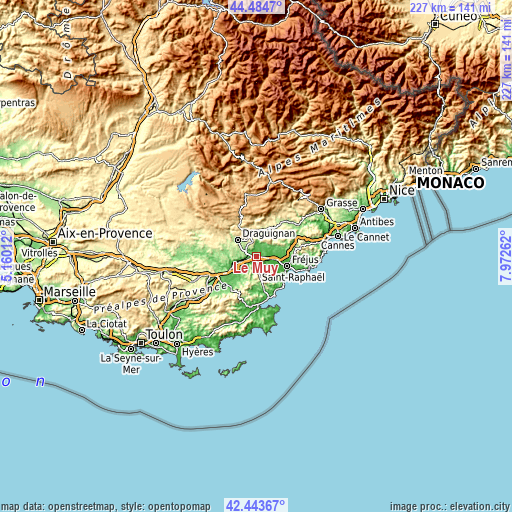 Topographic map of Le Muy