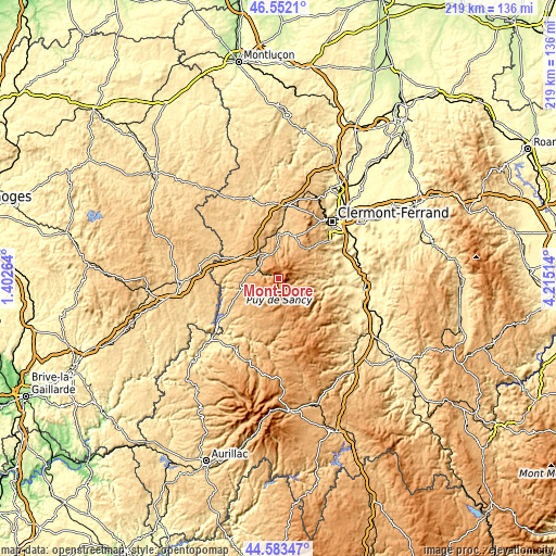 Topographic map of Mont-Dore