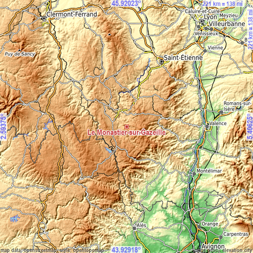 Topographic map of Le Monastier-sur-Gazeille