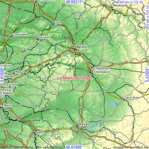 Topographic map of Le Mesnil-sur-Oger