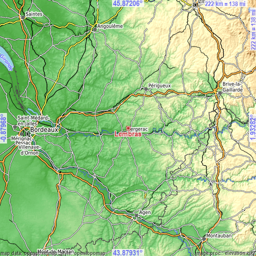 Topographic map of Lembras