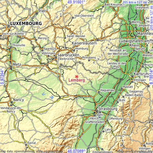 Topographic map of Lemberg