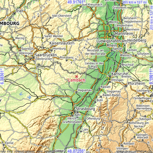 Topographic map of Lembach