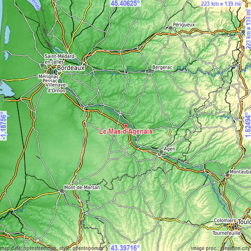 Topographic map of Le Mas-d’Agenais