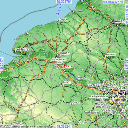 Topographic map of Le Manoir