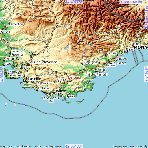 Topographic map of Le Luc