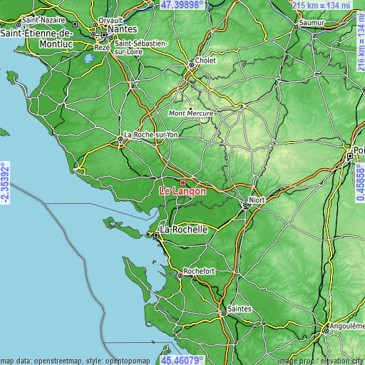 Topographic map of Le Langon