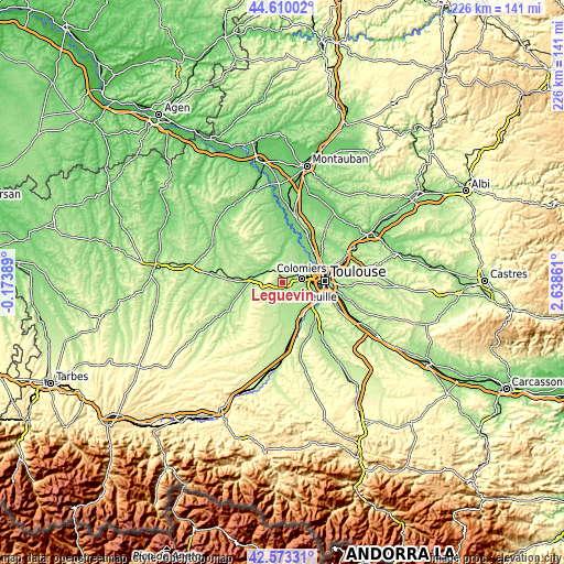 Topographic map of Léguevin