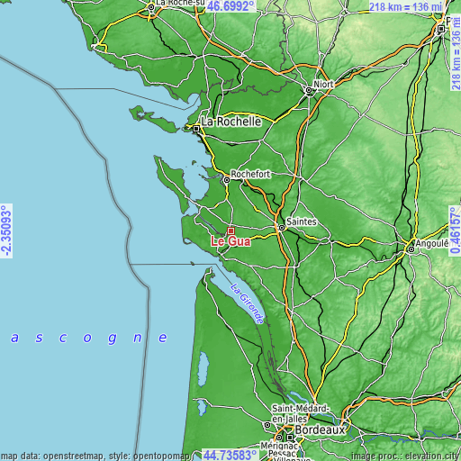 Topographic map of Le Gua