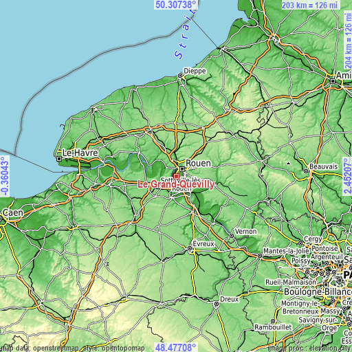 Topographic map of Le Grand-Quevilly