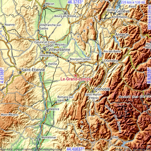 Topographic map of Le Grand-Lemps