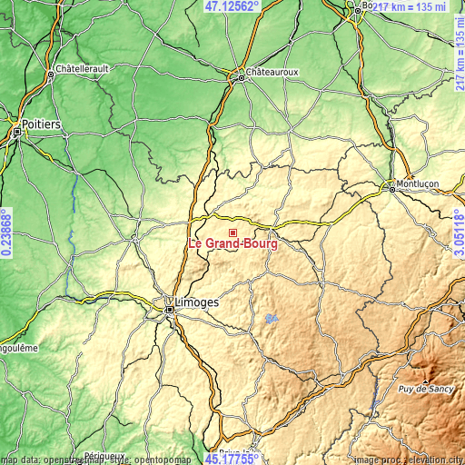 Topographic map of Le Grand-Bourg