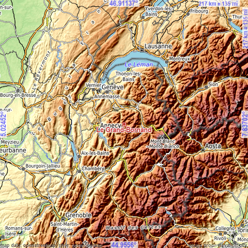 Topographic map of Le Grand-Bornand