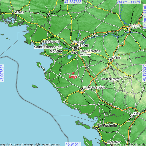 Topographic map of Legé