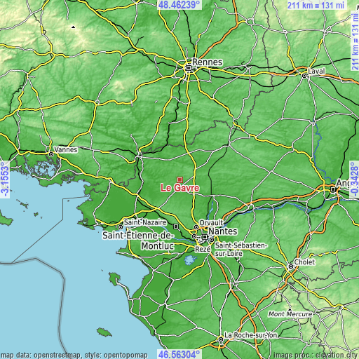 Topographic map of Le Gâvre