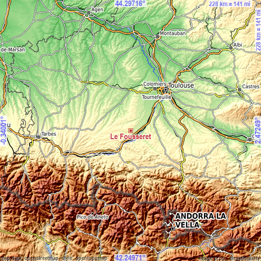 Topographic map of Le Fousseret