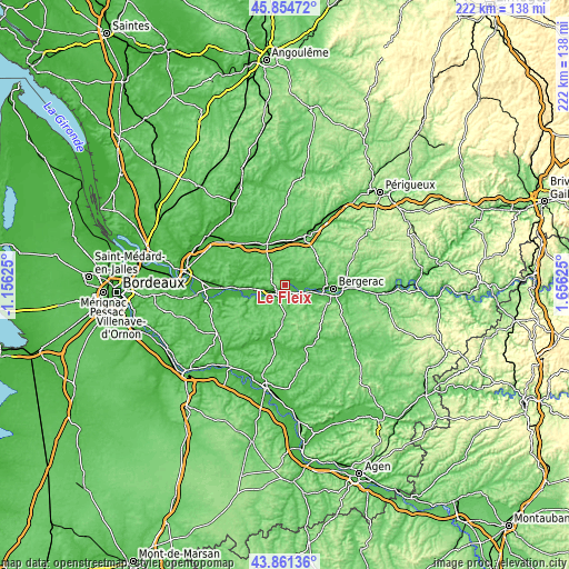 Topographic map of Le Fleix