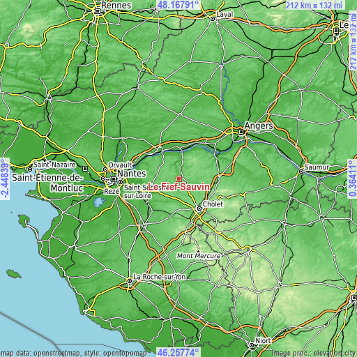 Topographic map of Le Fief-Sauvin