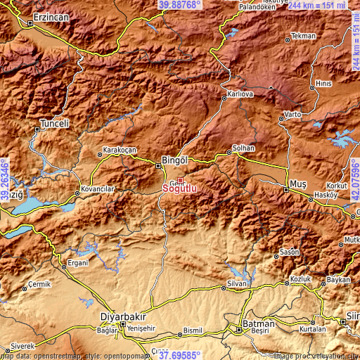 Topographic map of Söğütlü