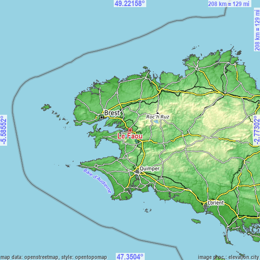 Topographic map of Le Faou