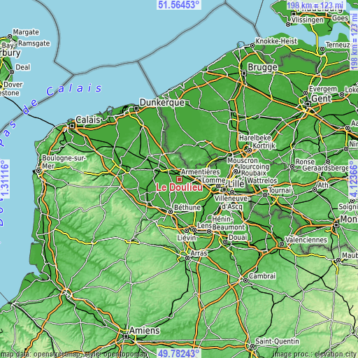 Topographic map of Le Doulieu