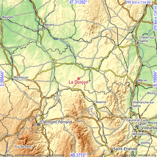 Topographic map of Le Donjon