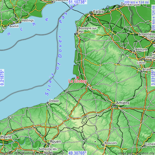 Topographic map of Le Crotoy