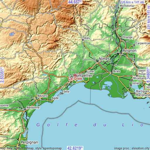 Topographic map of Le Crès