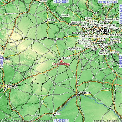 Topographic map of Le Coudray