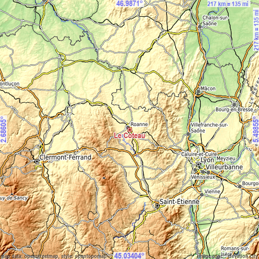 Topographic map of Le Coteau