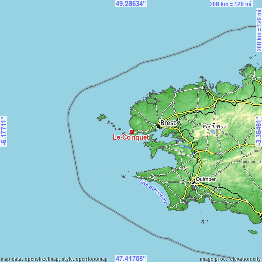Topographic map of Le Conquet