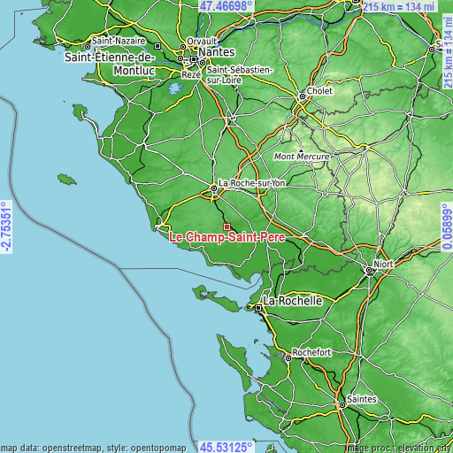 Topographic map of Le Champ-Saint-Père