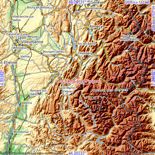 Topographic map of Le Champ-près-Froges