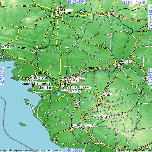 Topographic map of Le Cellier